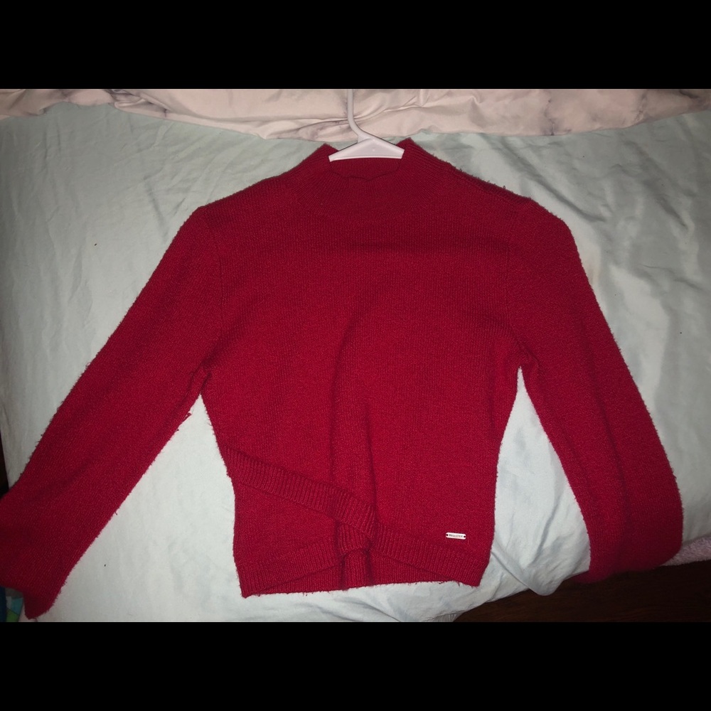 Super cute Hollister cross over red sweater